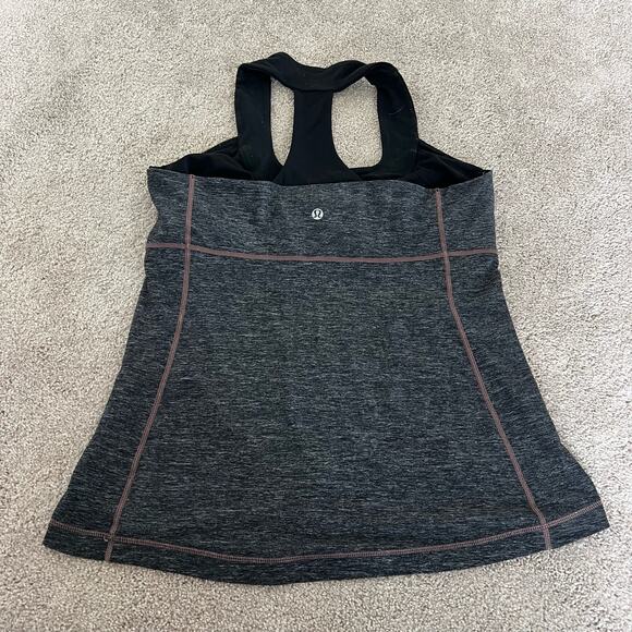 Lululemon Women's Razorback Athletic Tank Built in Bra Grey Black Size 12 - Picture 10 of 10
